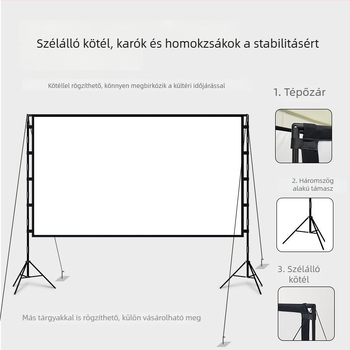 Kültéri vetítővászon állvánnyal, HD felbontású, 100–120 hüvelyk, otthoni és kempinges filmnézéshez