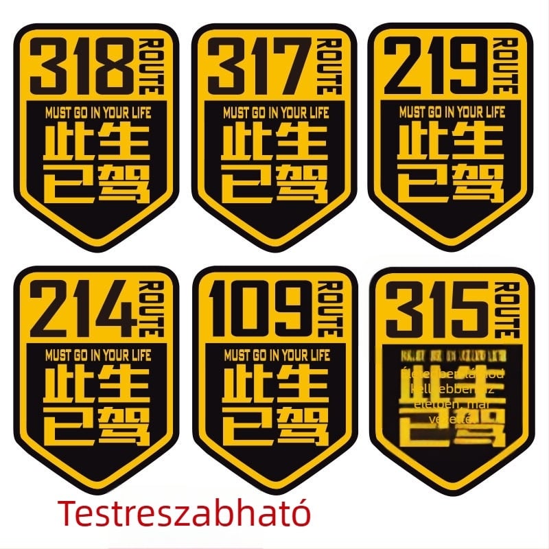 Reflektív számfeliratú matricák autókhoz és motorkerékpárokhoz – 214 109 317 a Sichuan-Tibet útvonalon