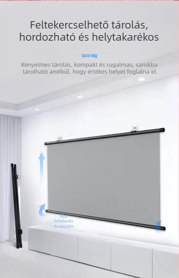 Xinjieke Falra szerelt vetítővászon, tükröződésmentes, otthoni használatra, HD, 60–120 hüvelyk, fúrás nélkül