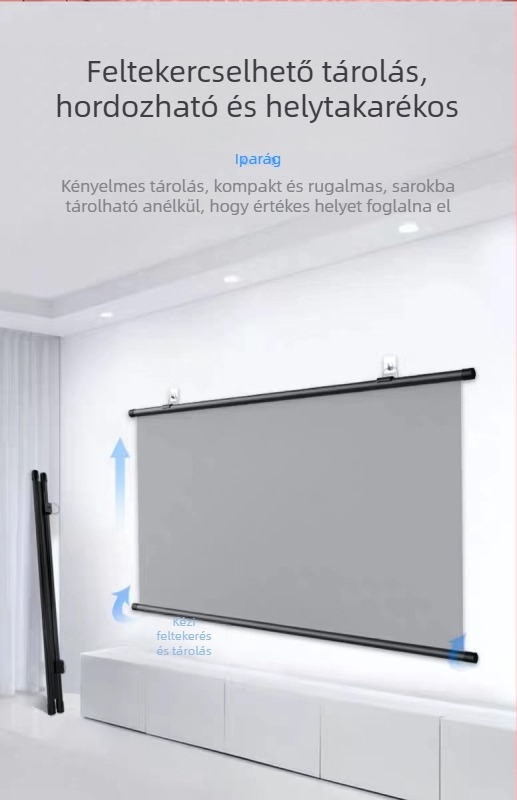 Xinjieke Falra szerelt vetítővászon, tükröződésmentes, otthoni használatra, HD, 60–120 hüvelyk, fúrás nélkül