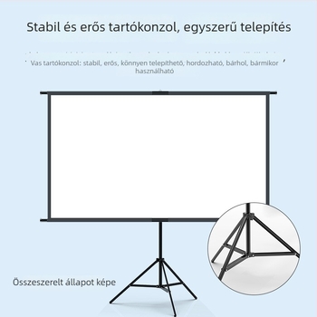 Kültéri hordozható vetítővászon állványos, falra szerelhető, fúrás nélkül, 100–120 hüvelyk, antireflexiós bevonattal, otthoni használatra