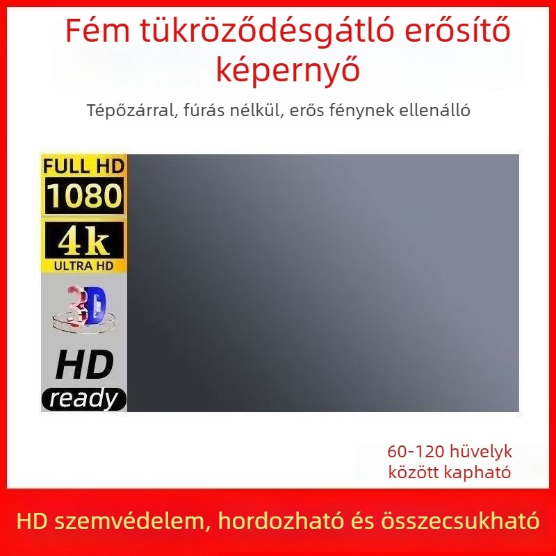 Fémes antireflexiós vetítővászon, összecsukható, Velcro-vel együtt