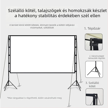 Kültéri kemping vetítővászon hordozható állvánnyal, HD filmvetítéshez
