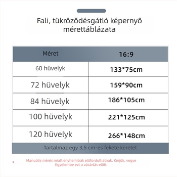 Hordozható, összecsukható falra szerelhető projektor-képernyő, 100 hüvelyk, 16:9, otthoni mozihoz