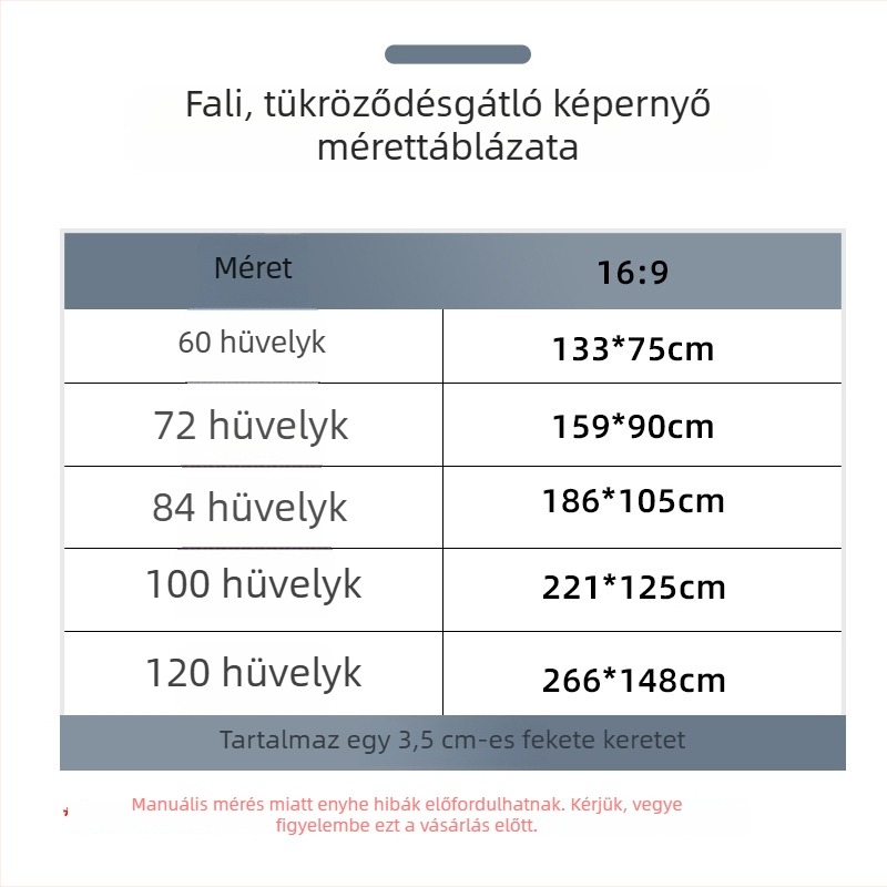 Hordozható, összecsukható falra szerelhető projektor-képernyő, 100 hüvelyk, 16:9, otthoni mozihoz