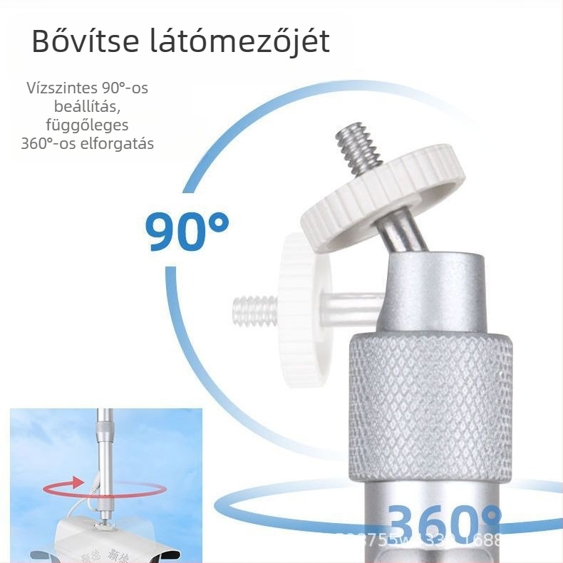 Fekete falra szerelhető tartó kamera- és projektorhoz, univerzális alumíniumötvözet, 360° forgás, kompakt méret