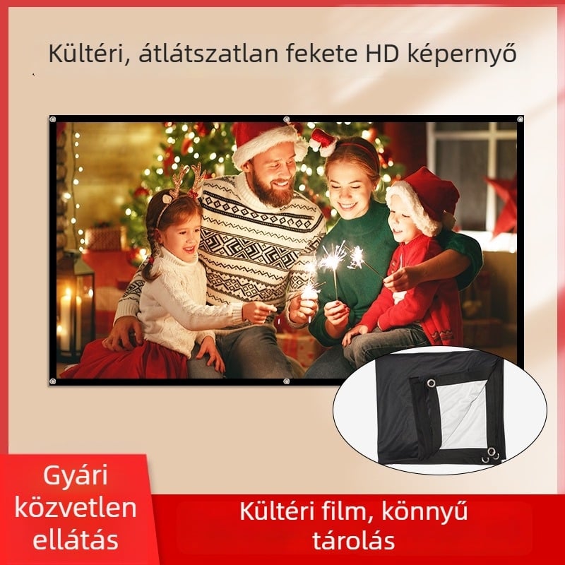 Mixito poliészter fekete háttérrel, összecsukható puha vetítővászon, hordozható kültéri HD vetítéshez, 60–150 inch