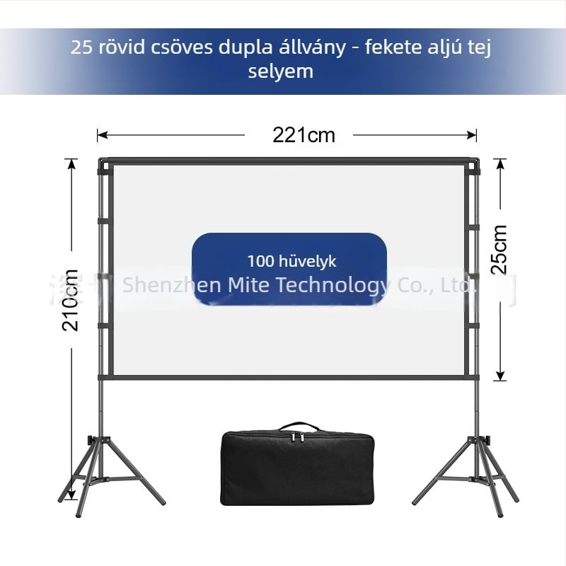 Kültéri vetítővászon állványos rendszerrel, 4K, kempingezéshez, szélálló