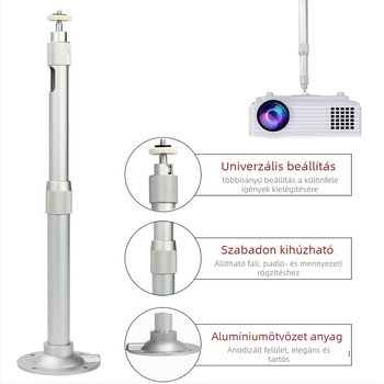 Miniatűr projektor univerzális tartó háztartási használatra — fix rövid kar, kihúzható falra vagy mennyezetre szerelhető konzol
