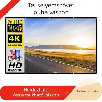 Tejszín selyem vetítővászon, 100–150 hüvelyk, hordozható HD vetítéshez otthonra és kültérre
