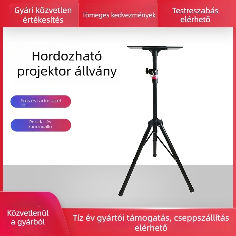 Mozgó projektor háromlábú állvány erősített platformával, 40×30 cm