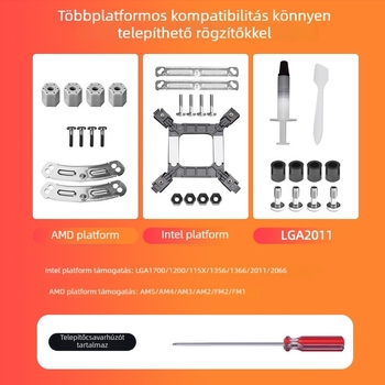 UT75-8 CPU hűtő 8 hőcsővel, réz-alumínium ötvözet, légkör hűtés, csendes
