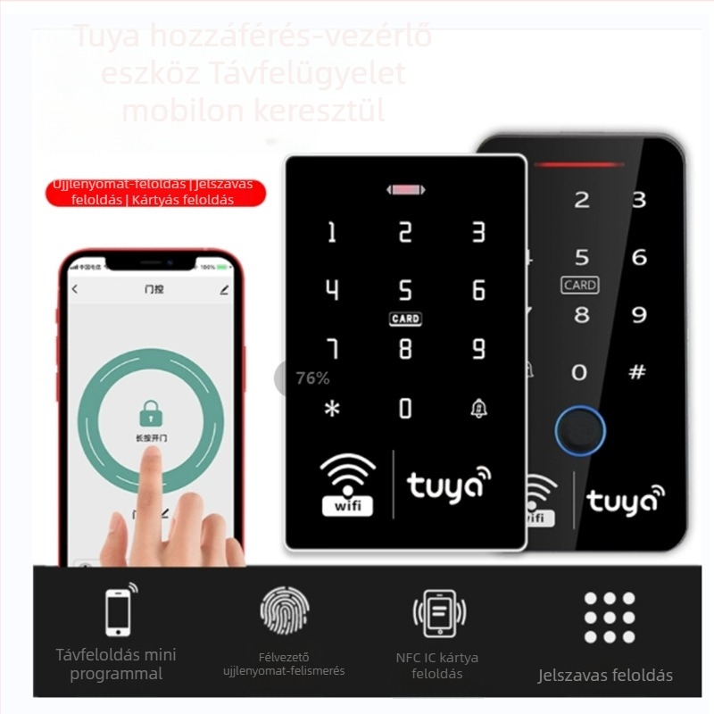 Mobiltelefonos feloldású intelligens zár kültéri vízálló, ujjlenyomat- és jelszavas hozzáféréssel, elektronikus zár egy ajtóra