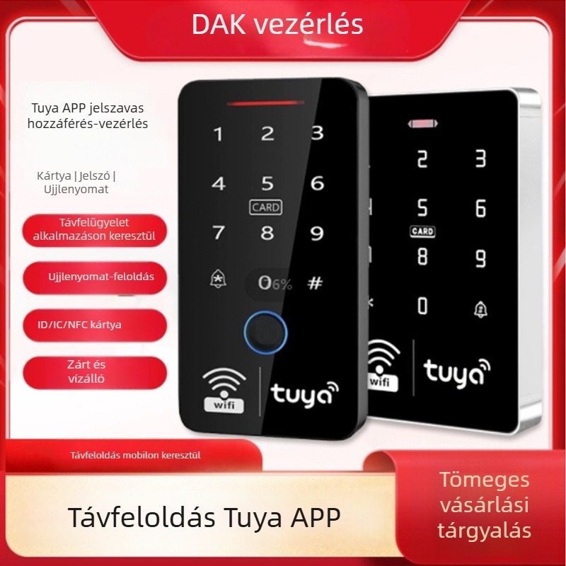 Mobiltelefonos feloldású intelligens zár kültéri vízálló, ujjlenyomat- és jelszavas hozzáféréssel, elektronikus zár egy ajtóra