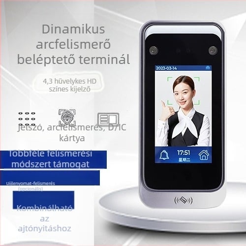 Arcfelismerésen alapuló hozzáférés-ellenőrző készülék, kétfrekvenciás, TCP/IP hálózat, jelenlét nyilvántartása