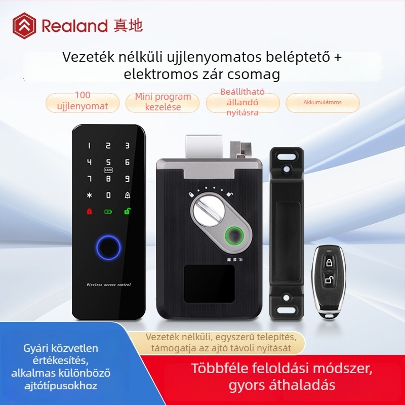 Zhendi biometrikus hozzáférési eszköz ujjlenyomat- és kártyaolvasóval, mindent egyben fa- és acélajtókhoz, elektromos zár csomag Zd-W203