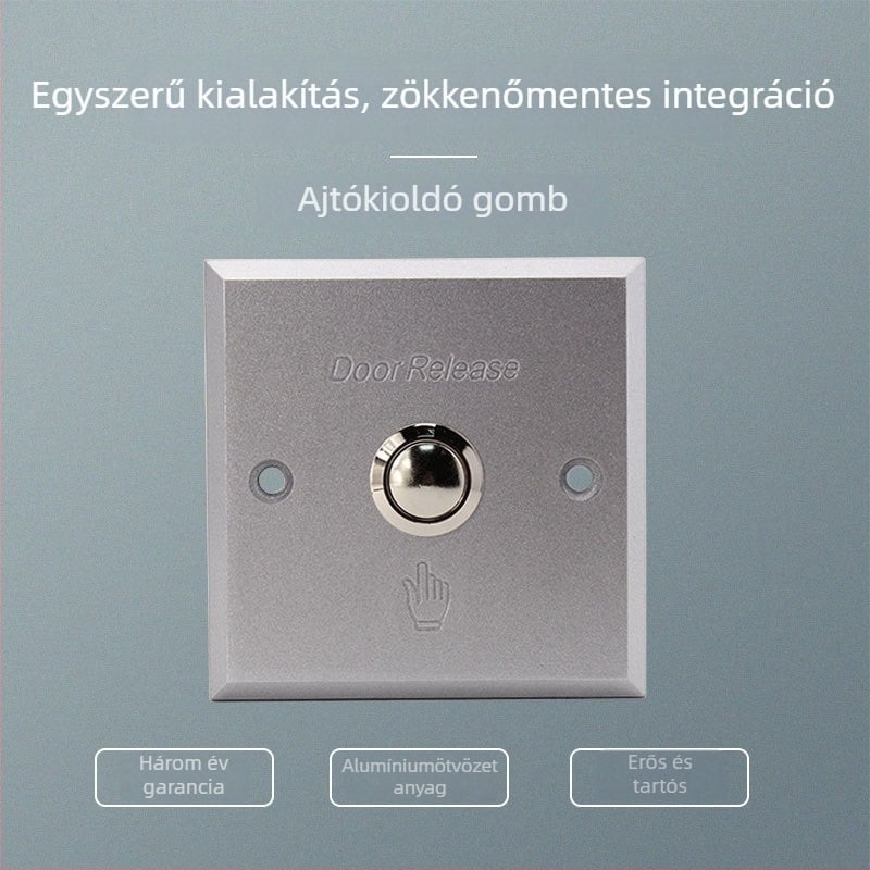 GEKRONE fémgombkapcsoló, alumíniumötvözet panel csiszolt felülettel, szenzoros ajtó és hozzáférés-vezérlő rendszer