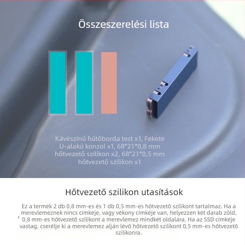 M.2 2280 NVMe SSD hőelvezető, CNC megmunkált alumínium ötvözet