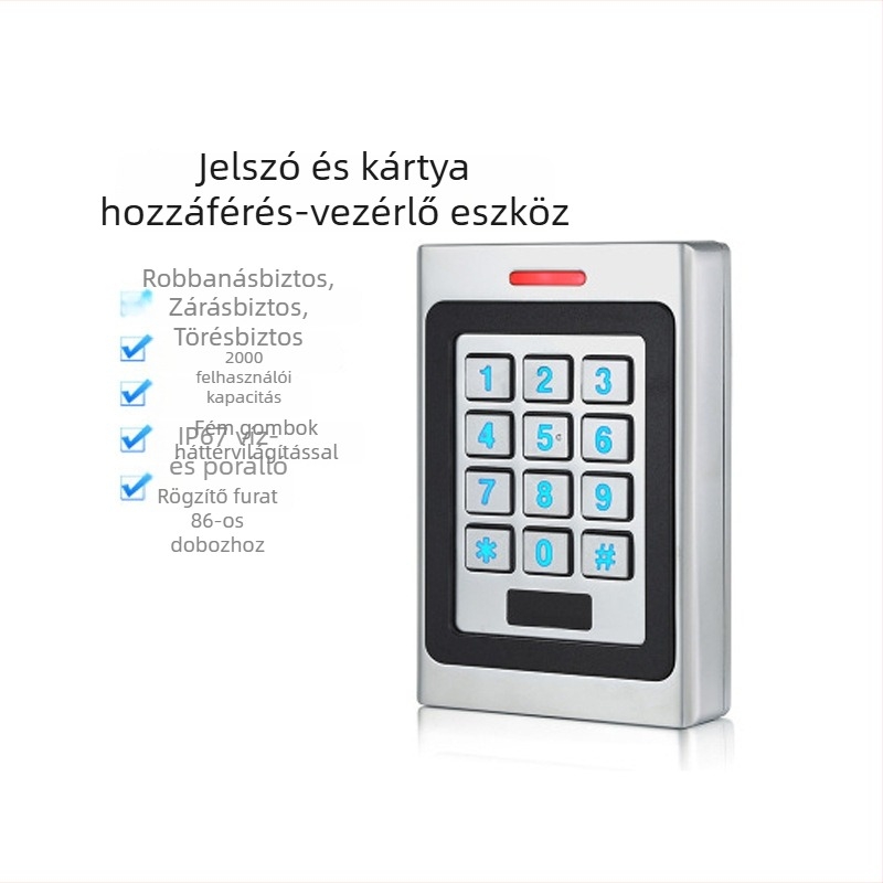 Kültéri IP67-es fém hozzáférés-ellenőrző ID-kártya és jelszó hitelesítéssel, integrált hozzáférés-ellenőrző irodákhoz és lakókomplexumokhoz