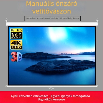 Kézzel húzható önzáró vetítővászon, 84/100/120 hüvelyk, 16:9/4:3, fehér.