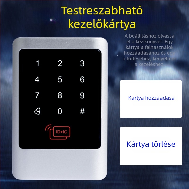 Érintéses és kártyás hozzáférés-ellenőrző rendszer, fémből készült vízálló ház, NFC, kettős frekvenciájú ID/IC, mindent egyben