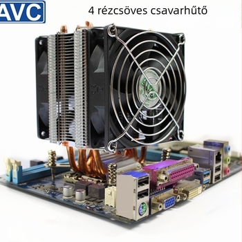 AVC4 Rézcsővel készült Csendes CPU Hűtő, kompatibil 11511155/1366/2011, univerzális szerver CPU ventilátor
