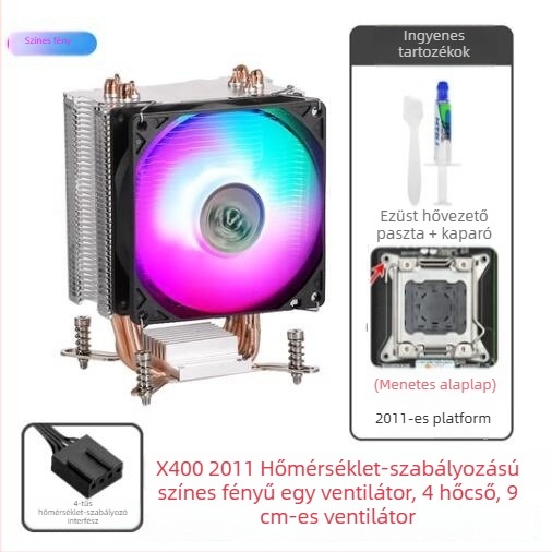 AVC4 Rézcsővel készült Csendes CPU Hűtő, kompatibil 11511155/1366/2011, univerzális szerver CPU ventilátor