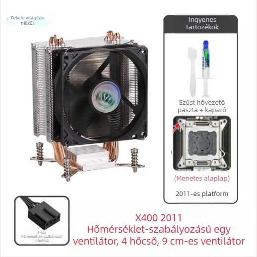 AVC4 Rézcsővel készült Csendes CPU Hűtő, kompatibil 11511155/1366/2011, univerzális szerver CPU ventilátor