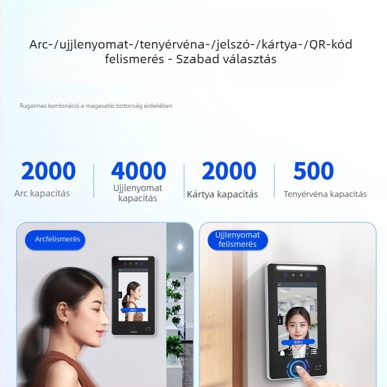 Dongwei XFace70V hálózati 7 hüvelykes arcfelismeréssel történő beléptető és munkaidő-nyilvántartó rendszer – minden egyben, 4G arcfelismerés fa- és üvegajtókhoz