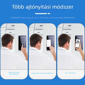 Kétsávos vízálló hozzáférés-ellenőrző rendszer PIN-nel és NFC-vel mobiltelefonhoz, elektromágneses ajtózár rendszer egy- és kétszárnyú üvegajtókhoz
