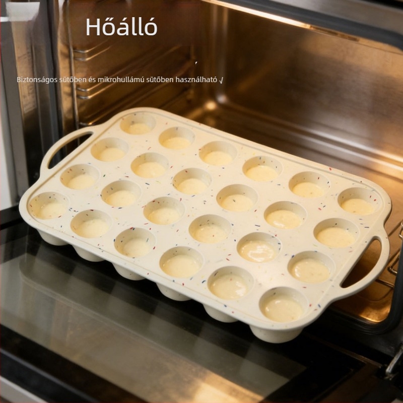 Kerek szilikon sütőforma acéllal megerősítve, 24 muffin forma, tapadásmentes otthoni sütéshez