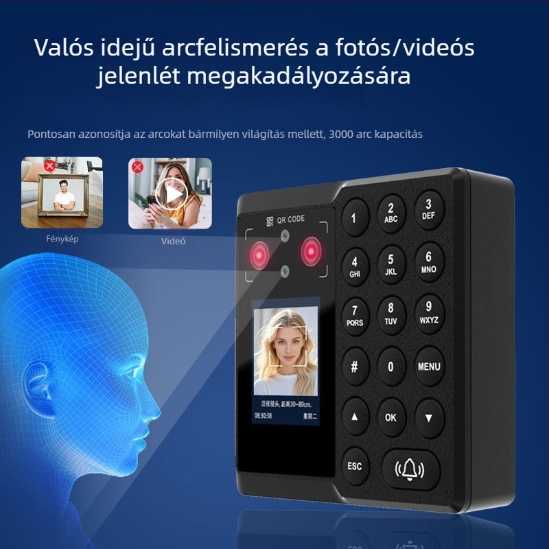 Arcfelismerésen alapuló beléptető rendszer, all-in-one készülék, véna-palm tenyérlenyomat alapú jelenlét-nyilvántartással és intelligens zár irodai használatra