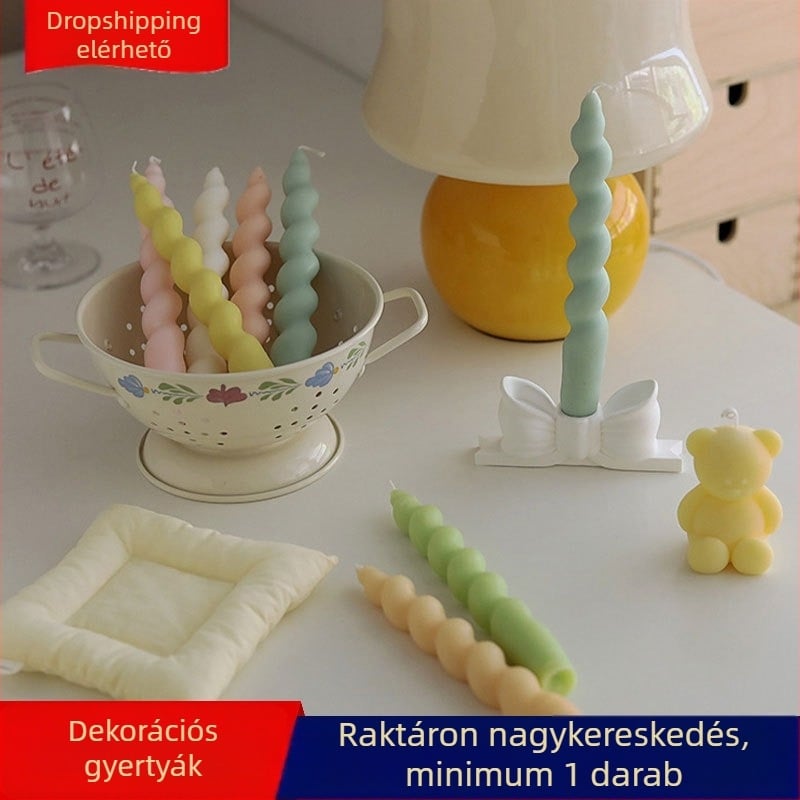 Aromaterápiás gyertya spirálisan hajlított rúddal, kézműves belső dekoráció