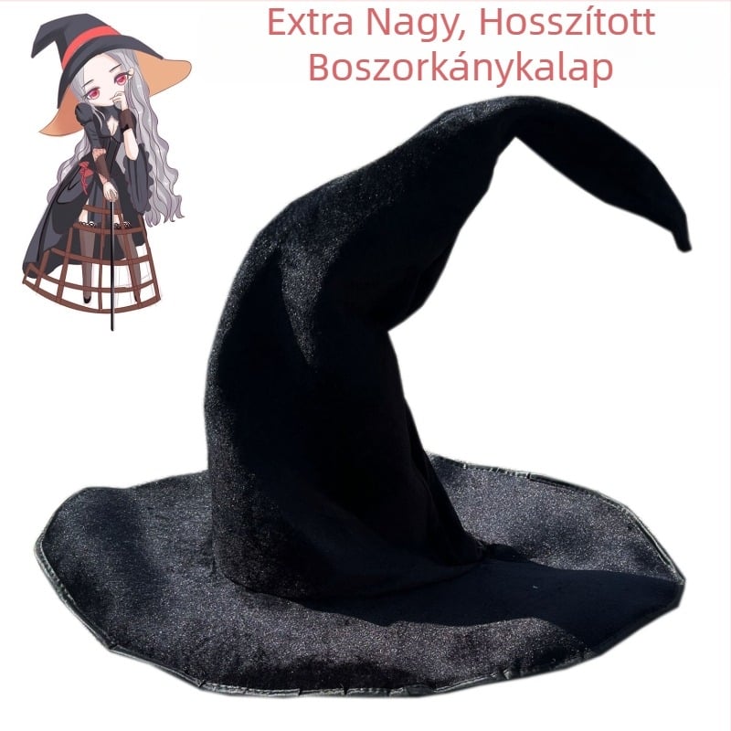 Halloween fekete Oxford szövet varázsló sapka sminkhez és jelmezhez, Harry Potter-stílus
