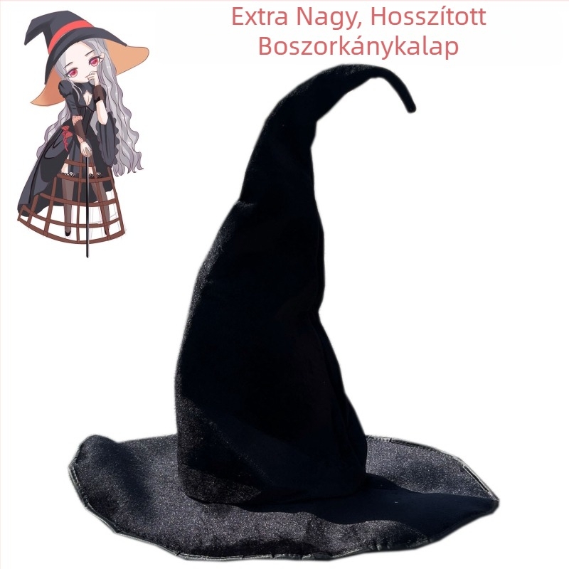Halloween fekete Oxford szövet varázsló sapka sminkhez és jelmezhez, Harry Potter-stílus