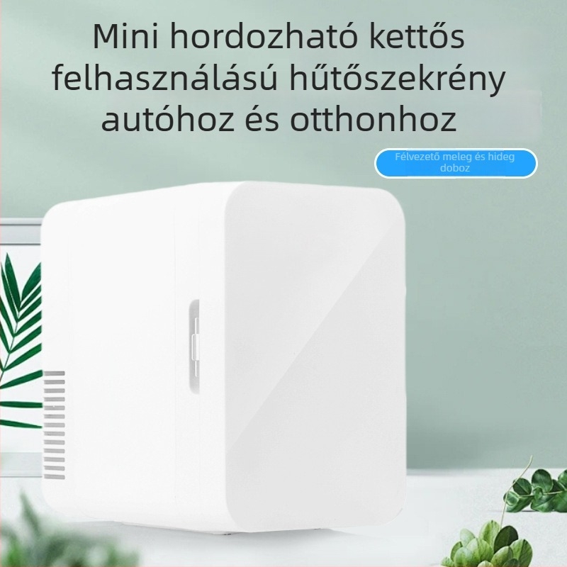 8L-es hűtő- és tároló doboz, mini otthoni és autós használatra, kompakt autóhűtő félvezetős hűtéssel és fűtéssel