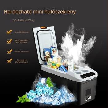 Hordozható DC-kompresszoros hűtő autóhoz és otthonhoz, 16–20 L, 12–24 V, mini hűtő kempingezéshez