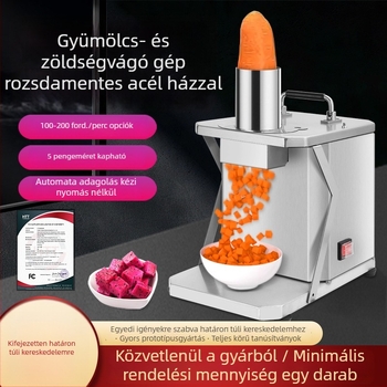 Kompakt rozsdamentes acélból készült automata gyümölcs- és zöldségkockázó gép kereskedelmi használatra