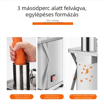 Kompakt rozsdamentes acélból készült automata gyümölcs- és zöldségkockázó gép kereskedelmi használatra