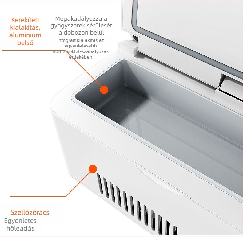 Autóhoz tervezett inzulin hűtő, hordozható termoelektromos hűtő, 5 L kapacitás, USB 5V tápegység, gumírozott ház