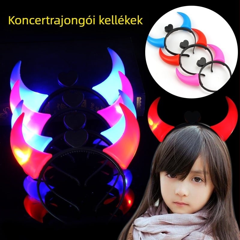 LED világító szarv fejpánt – villogó szarv fényes kellék a buzdításra