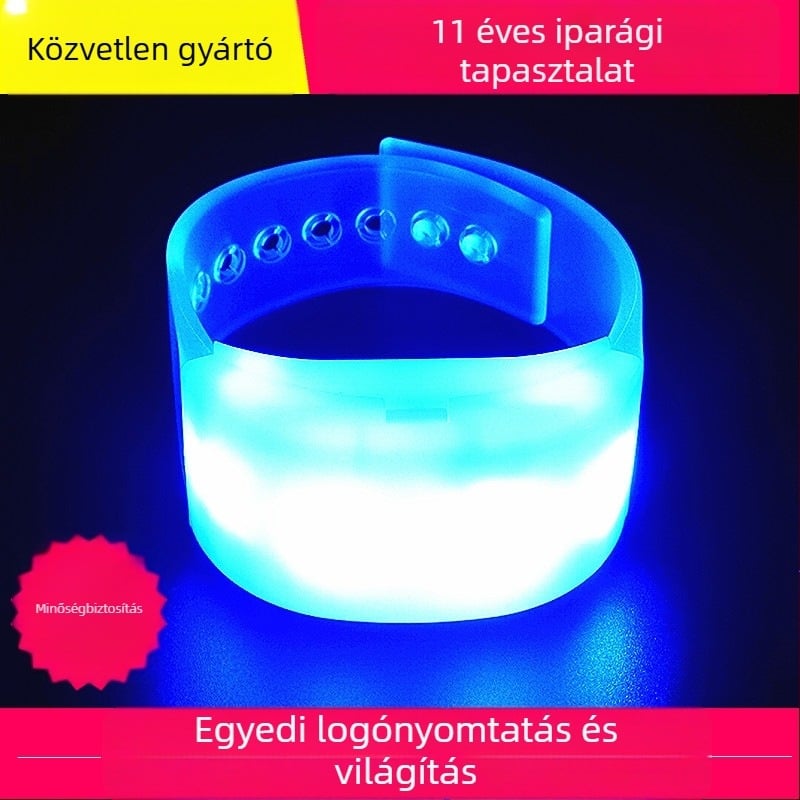 LED világító karkötő koncertekhez, vezeték nélküli távirányítóval, logó nyomtatási lehetőség 25×40 mm-ig, több szín