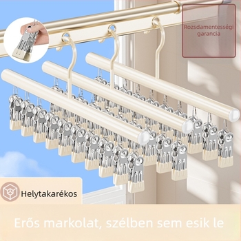 Több klipszel ellátott rozsdamentes acél zokniszárító állvány, erkélyre vagy kollégiumba