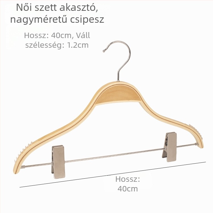 Fából készült ruhafogas klipszekkel, csúszásmentes, többfunkciós ruhatartó otthoni használatra