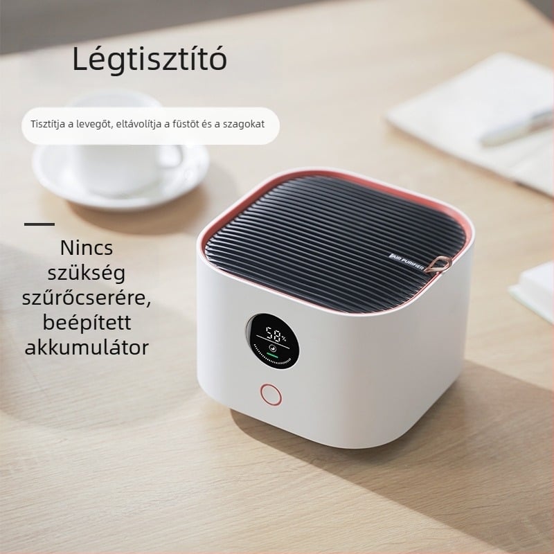 Otthoni légszűrő aktív szénfiltrrel, formaldehid és dohányfüst eltávolítása, kompakt asztali készülék, modell A3