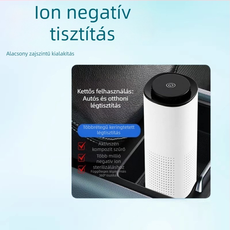 Ponzi Autóba szerelhető negatív ionos levegőtisztító aktív szénnel a szagok eltávolítására, kompakt asztali készülék otthoni használatra