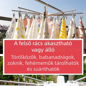 Rozsdamentes acél padlóra szerelt, hajtogatható babaszárító állvány – többfunkciós pelenkák és törölközők számára, erkélyre