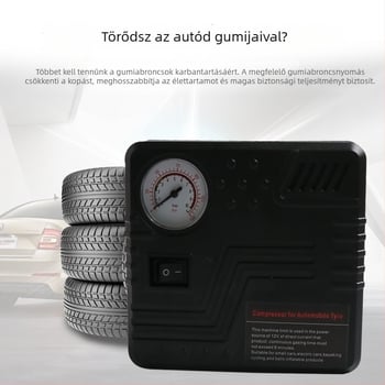 19-hengeres autó légpumpa, kompakt gumi pumpa, 12V hordozható pumpa autókhoz és kerékpárokhoz