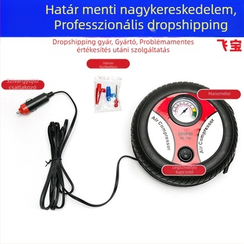 Járműre szerelt kör alakú mini elektromos légpumpa, hordozható, 12V