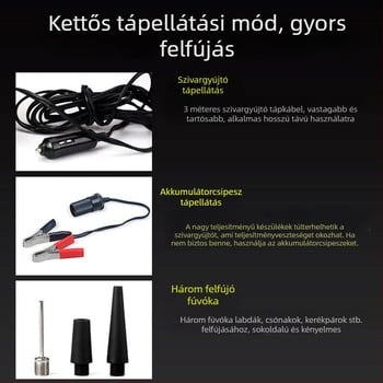 Fém autógumi pumpa, 12V, egyhengeres
